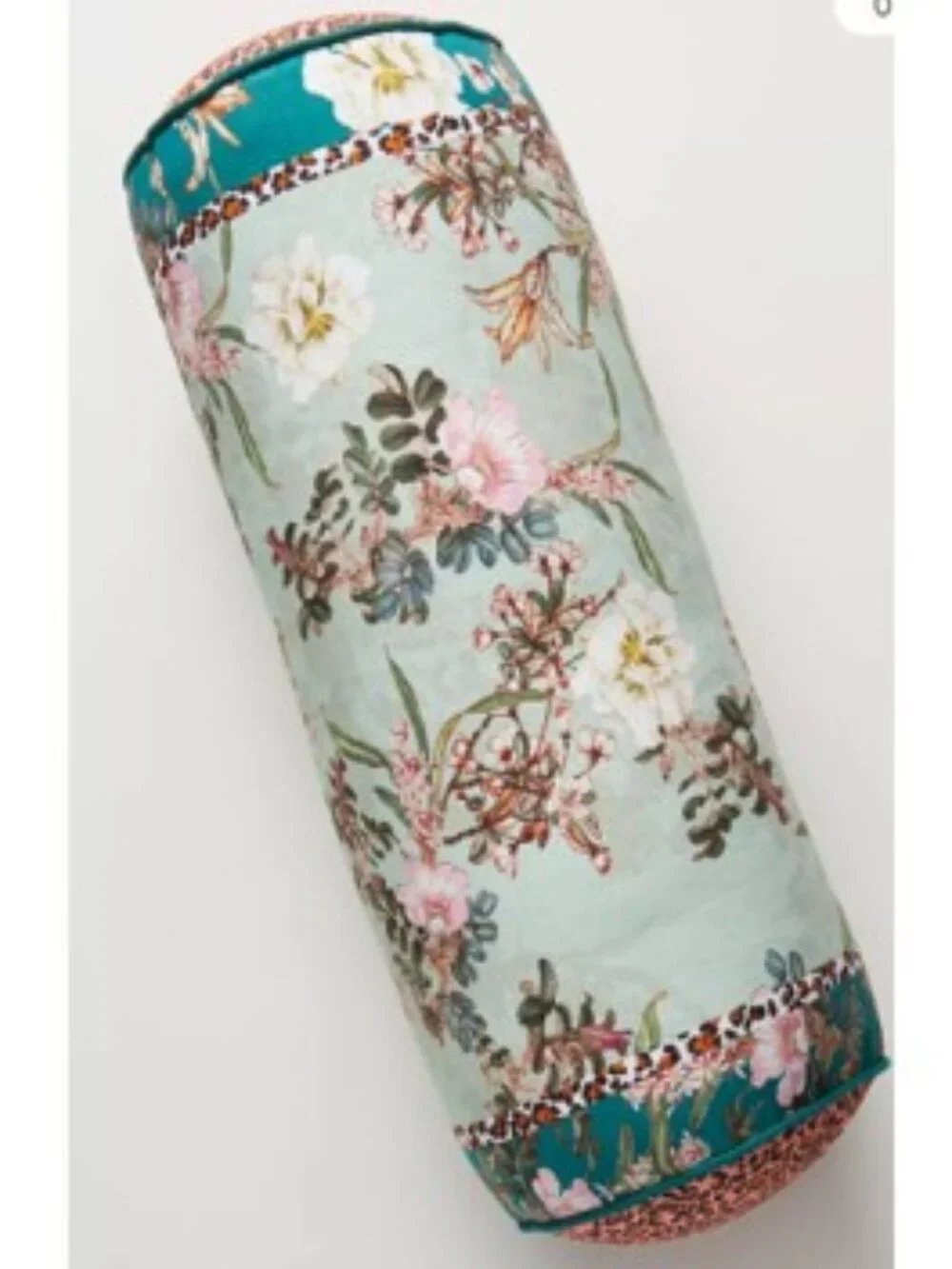 Kachel Maryrose Bolster Pillow in Mint Floral Motif from Anthropologie